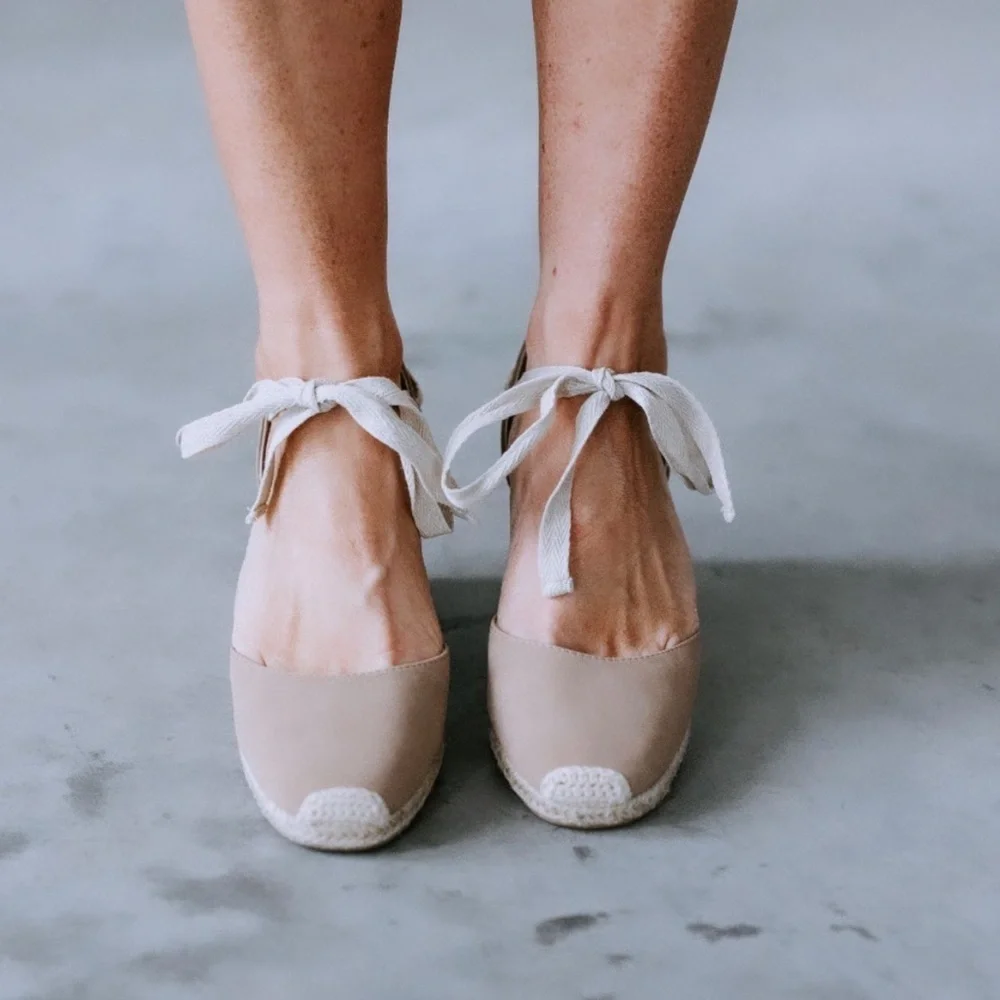 Oasis Society Espadrille Wedge Size 10 Cedar Wood Closed Toe Lace Up Open Back - Picture 3 of 14